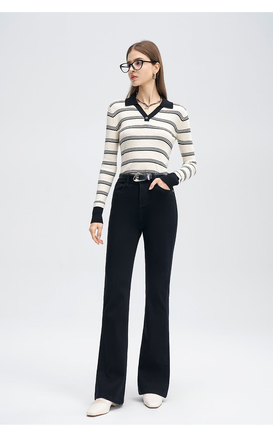 New Style Womens Blue Bell-bottom Pants