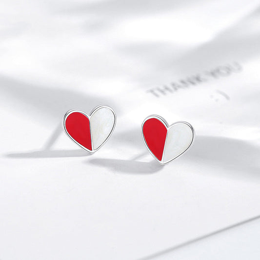 Two-Tone Love Heart Stud Earrings