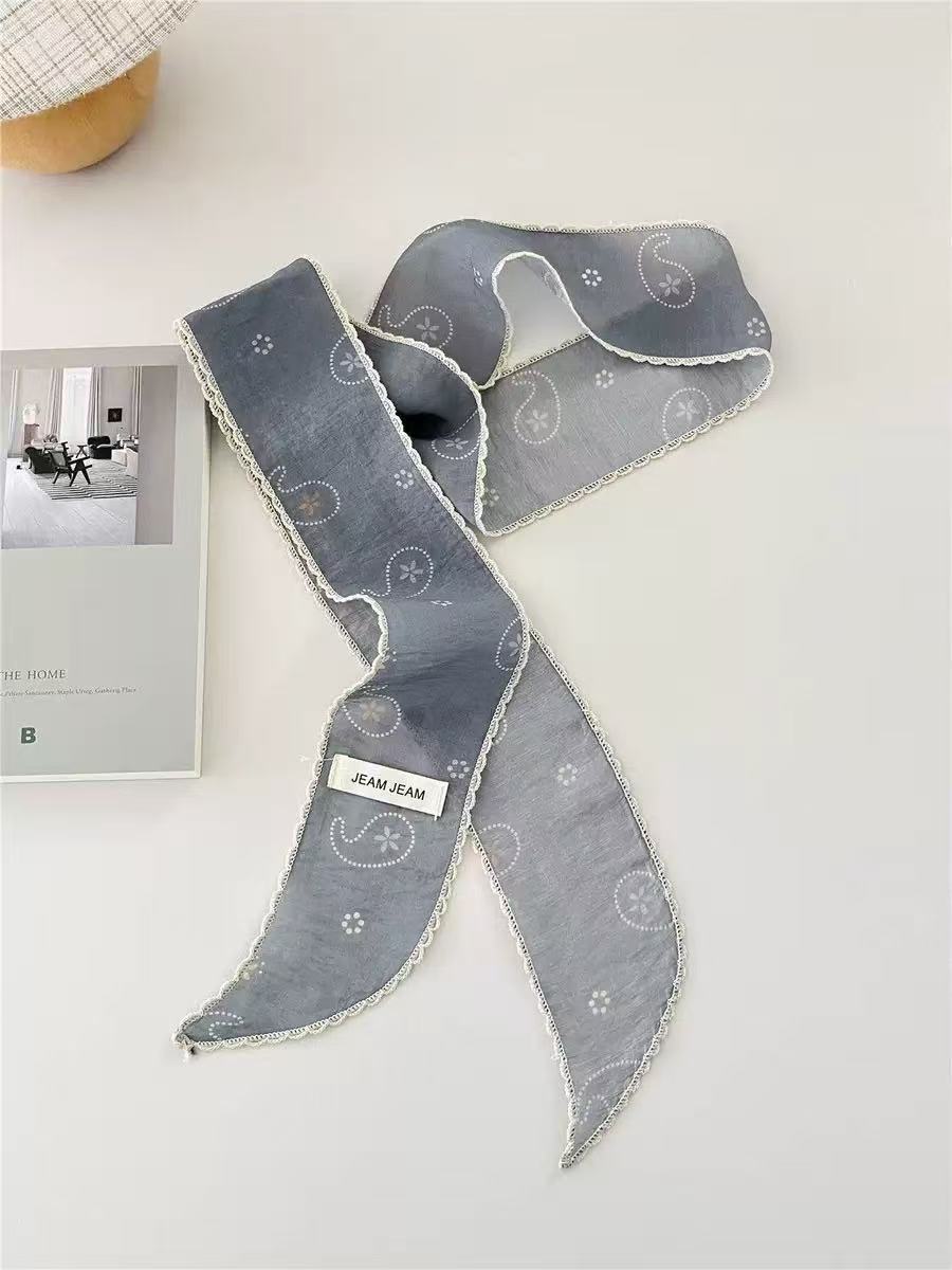 Korean-style Retro Floral Long Silk Scarf