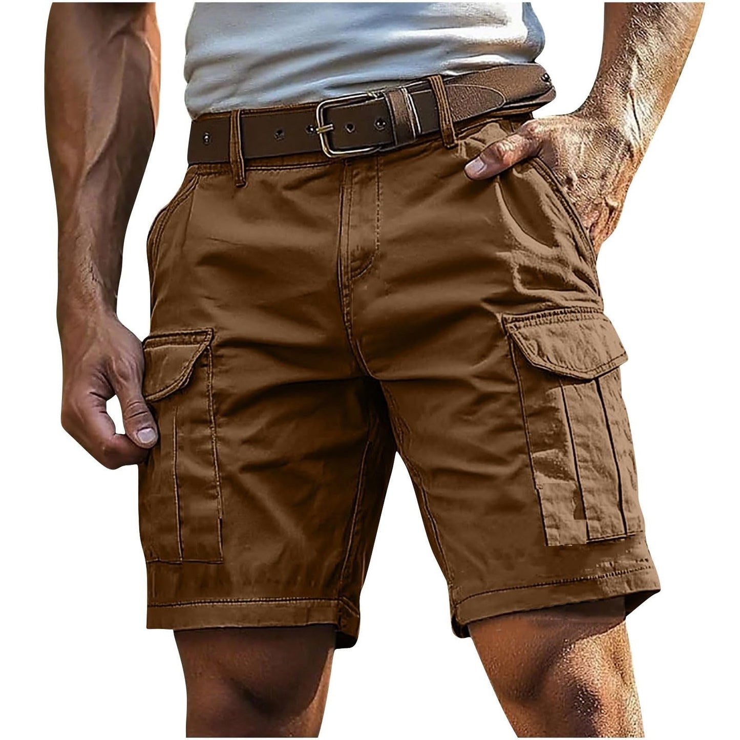 Cross-Border Export Men's Casual Cargo Shorts Multi-Pocket Summer Sports Cargo Shorts High-Waisted Shorts Knee-Length Shorts