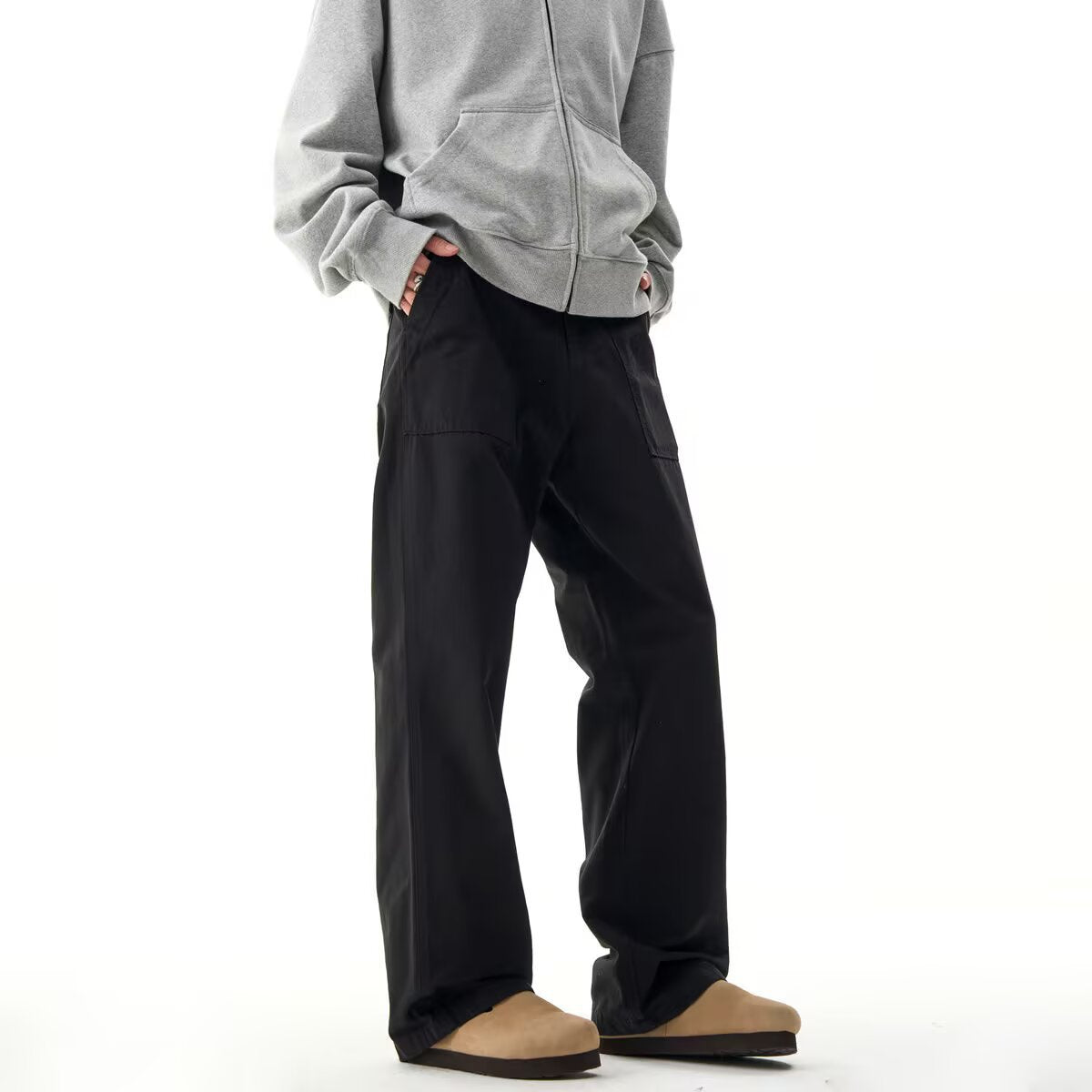 Mens Casual Straight-leg Wide-leg Pants