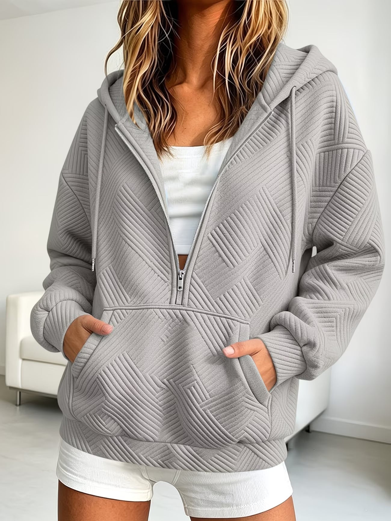 Womens Loose-fit Hoodie With A Drawstring Hood