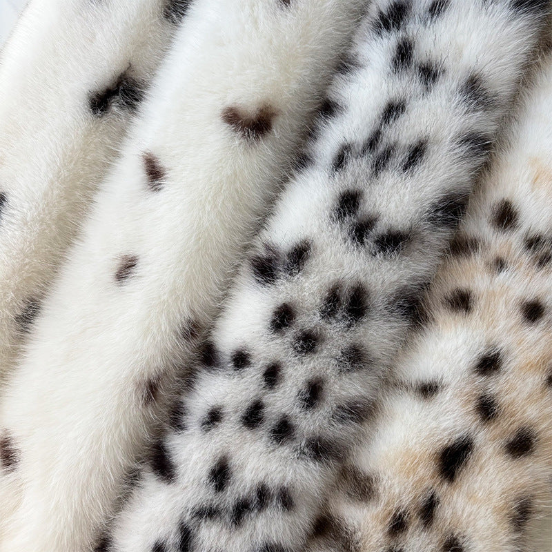Natural Spotted Leopard Print Plush Cross Neck Scarf With A Korean-style Gentle Style For Autumn And Winter Daily Outings