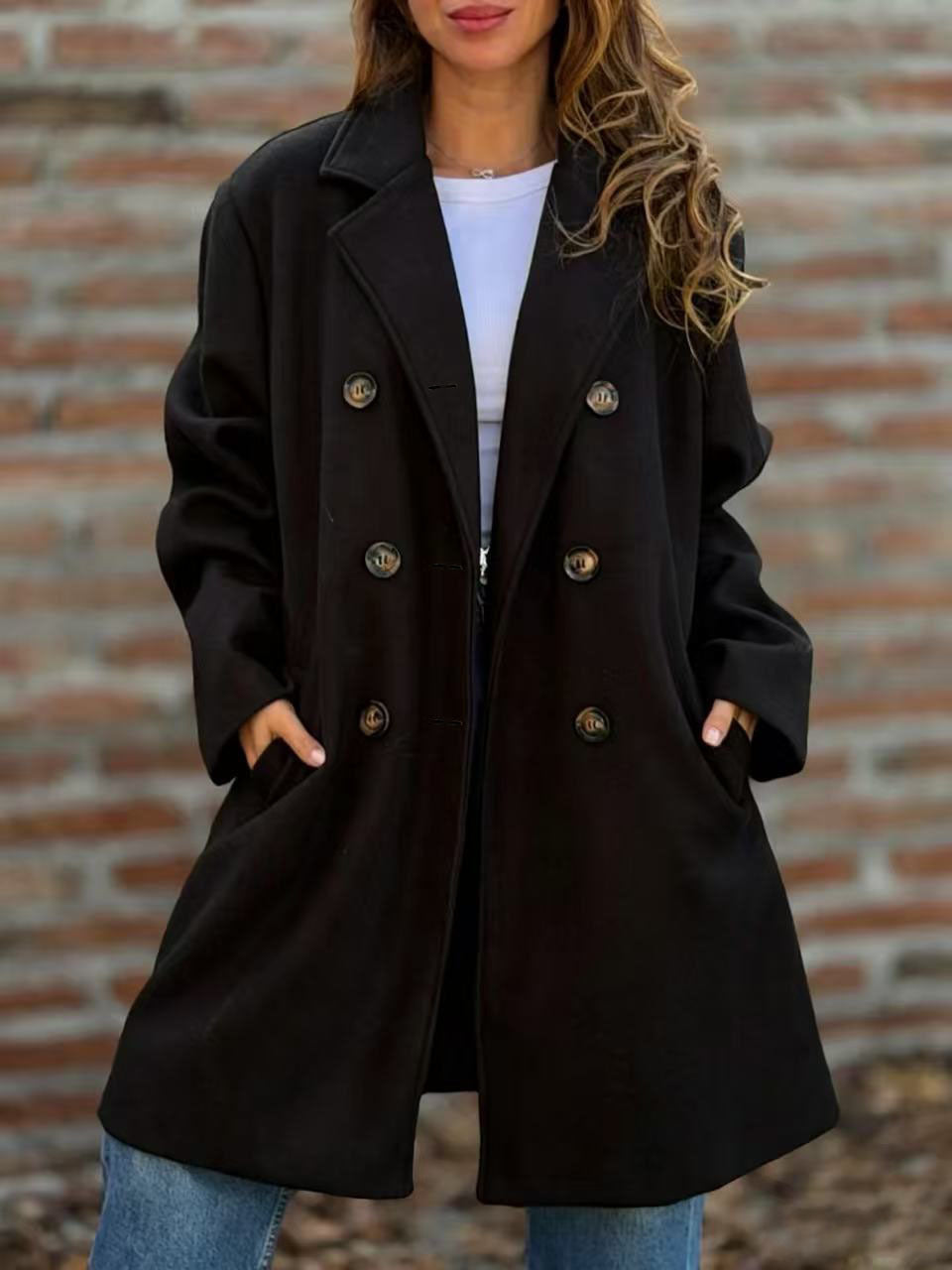 Notch-lapel Double-breasted Wool Coat