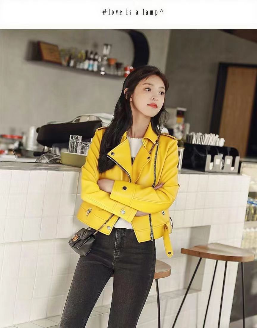 Short Slim-fit PU Leather Jacket