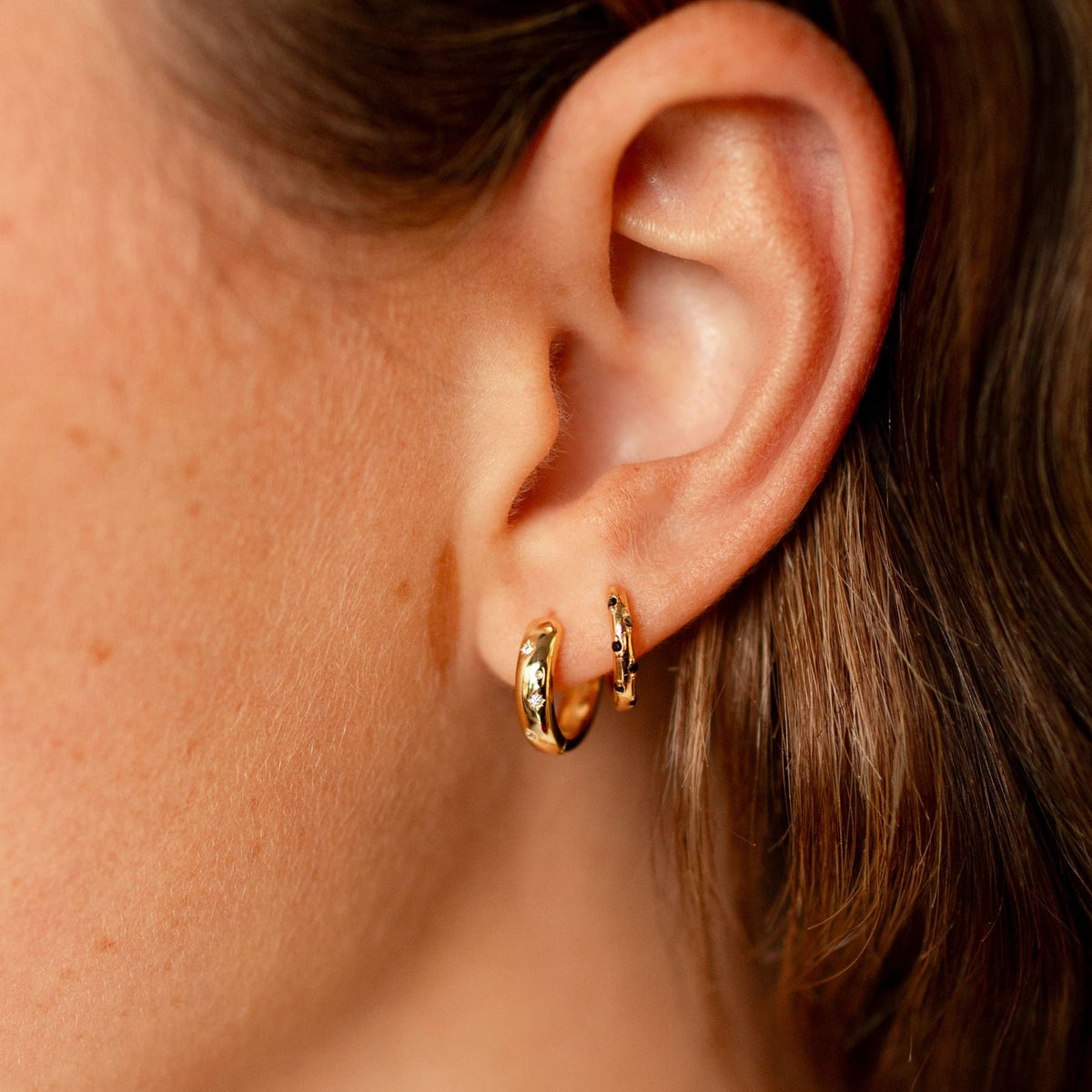 Charli Diamond & Gold Polka Dot Hoops