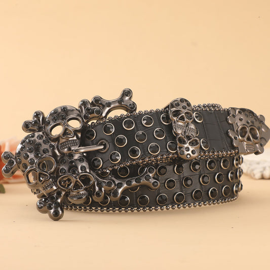 Diamond Inlaid Skull Rhinestone Belt