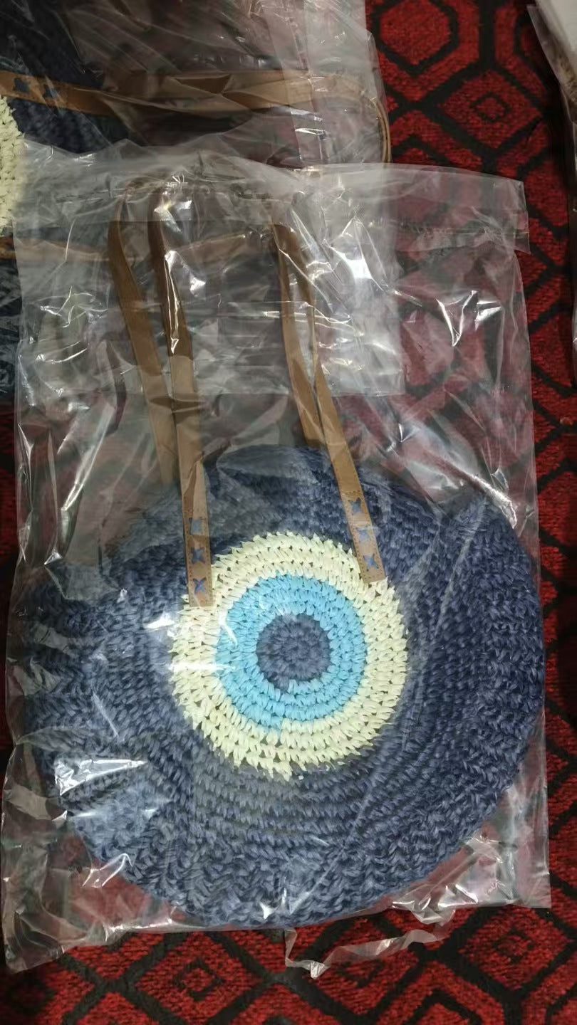 Round Straw Bag Fashionable Womens Shoulder