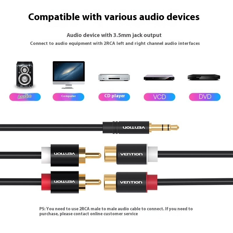 Audio Cable 3.5mm Revolving Double Lotus Head