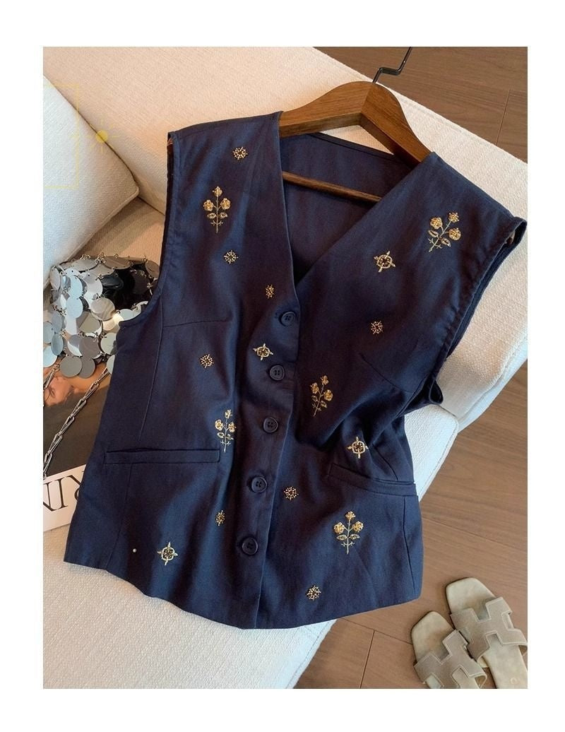 Elegant Relaxed-fit Versatile V-neck Waistcoat Vest