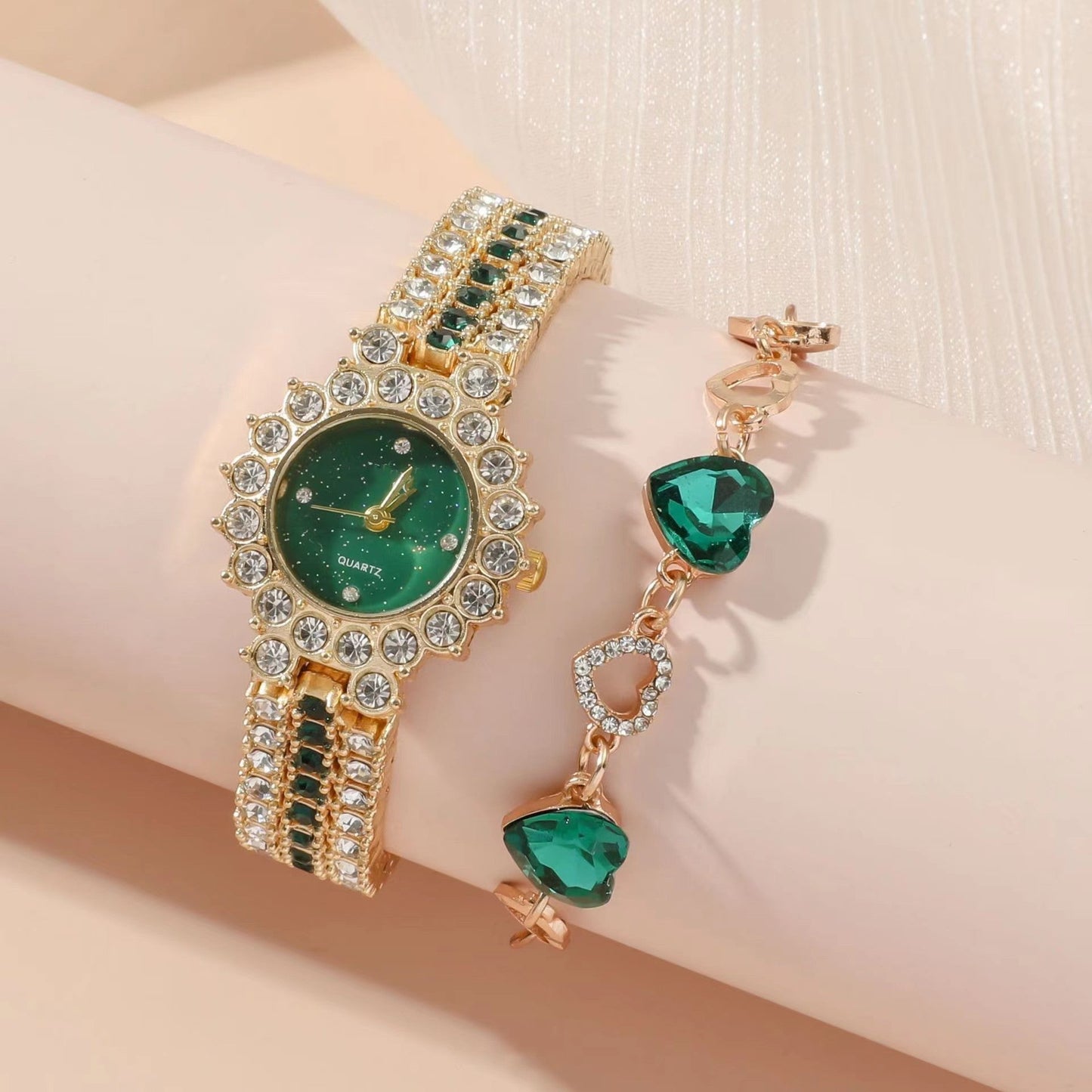 Green Watch Women's Steel Quartz Gift Set