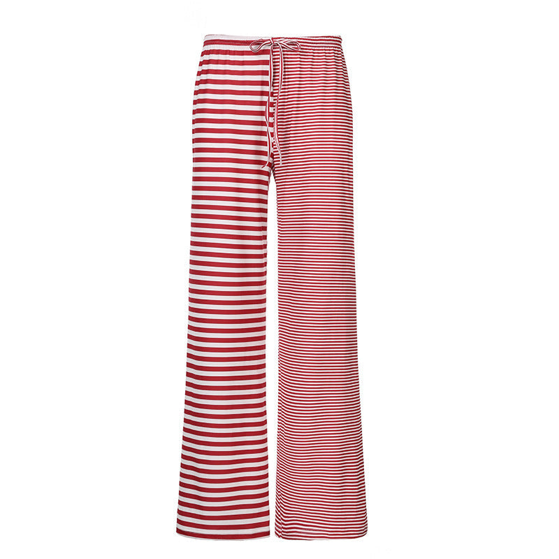Striped Rags Stitching Wide-leg Pants Women
