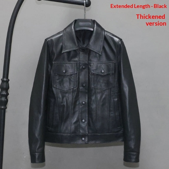 Womens Slim-fit Short Full-Grain Sheepskin Leather Jacket
