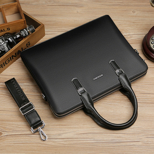 Men's Double Pull Leather Business Bag
