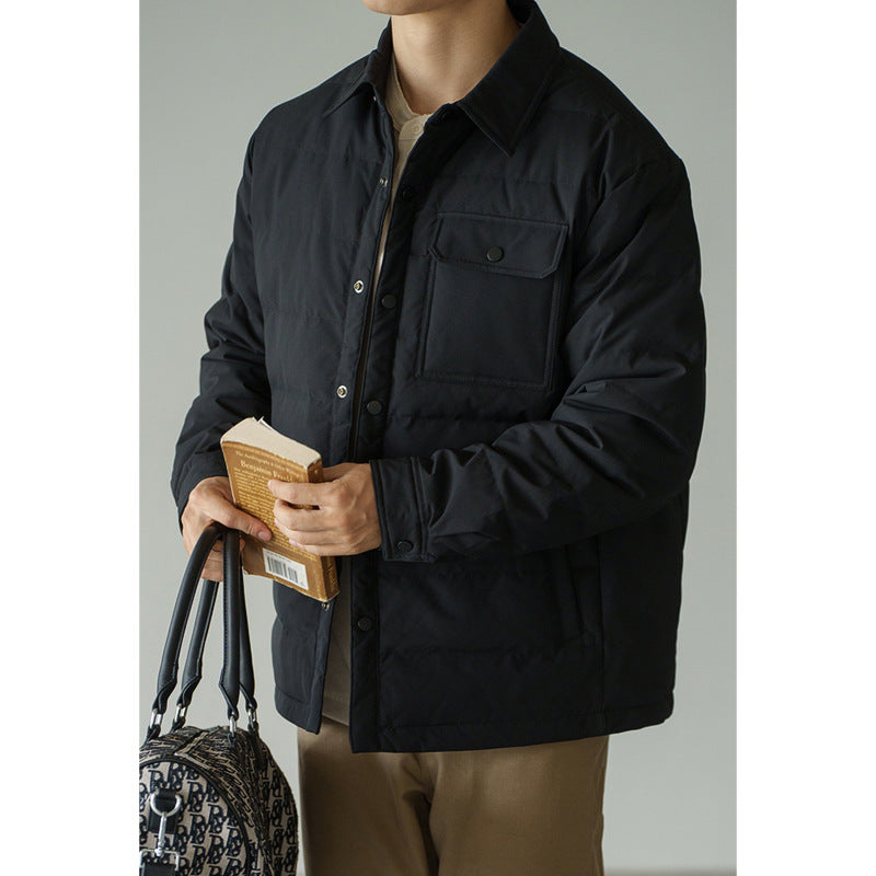 Windproof And Warm Short Puffer Jacket With A Baseball Collar For Men Thickened Outerwear