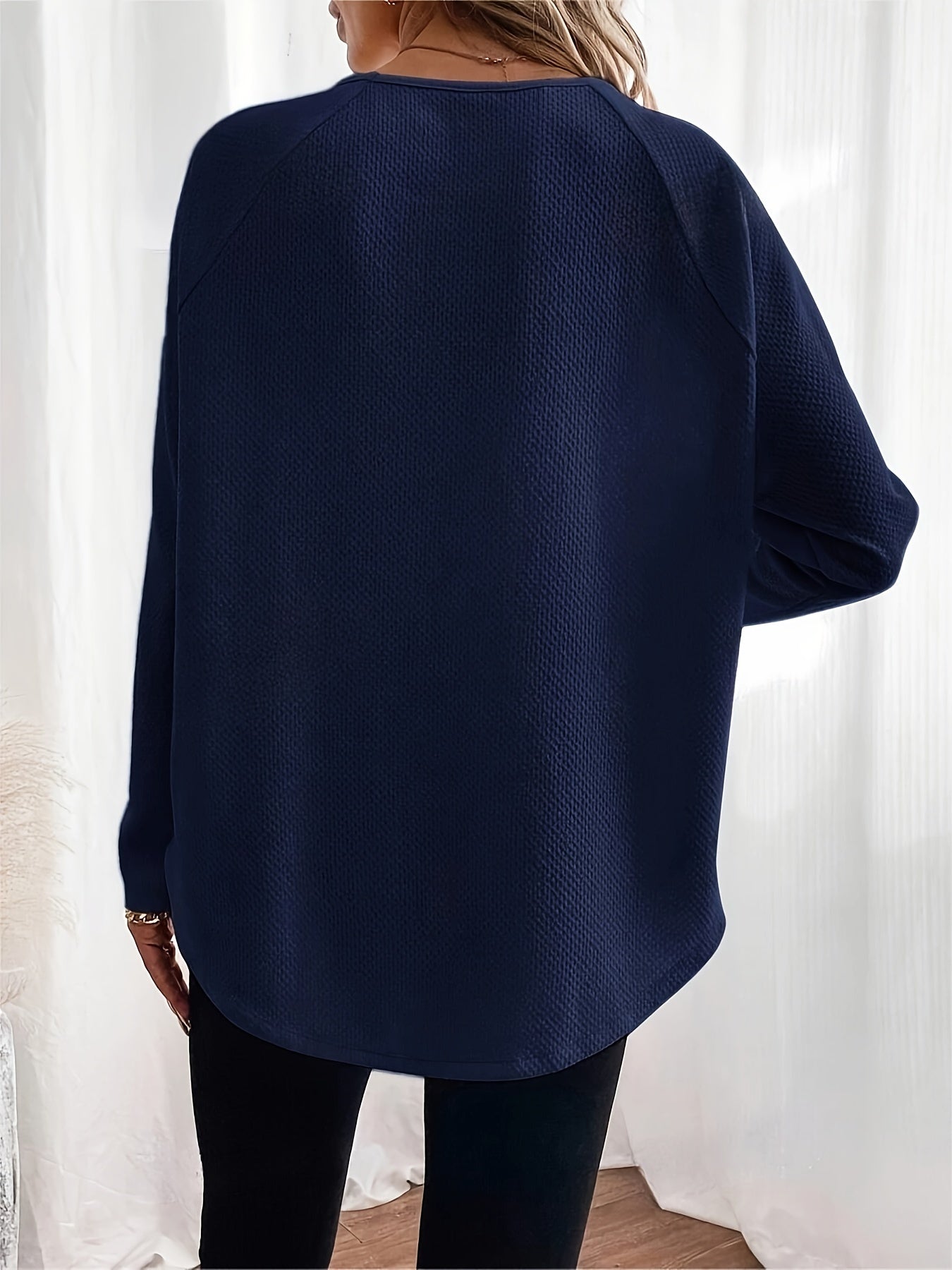 Autumn New Arrival Solid Color Waffle-Knit Off-Shoulder Pullover Top For Loungewear