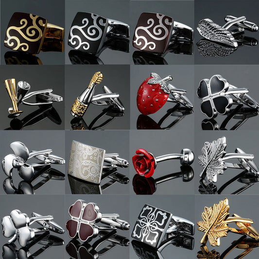 Grass Rose Gold And Silver Pattern Cufflinks