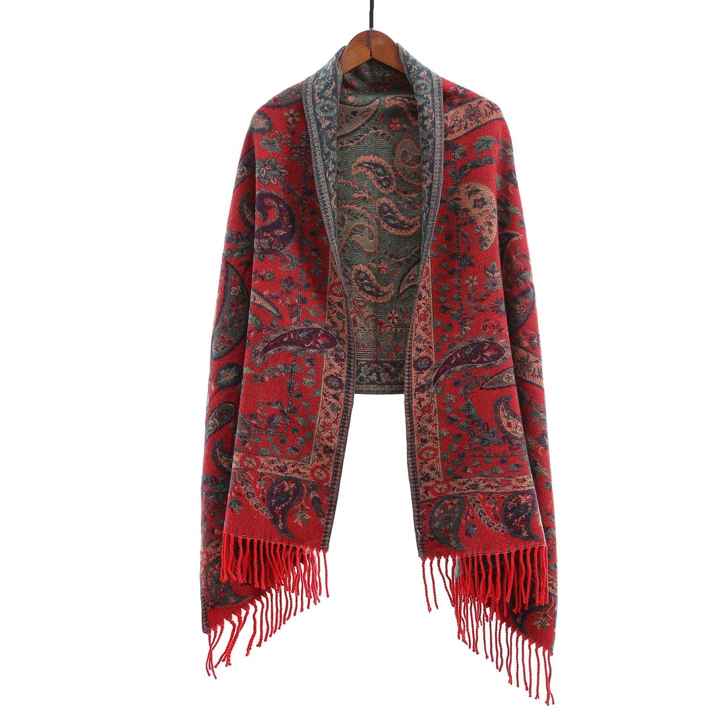 Ethnic-style Outerwear Ankeila Red Faux-cashmere Air-conditioner Shawl Scarf