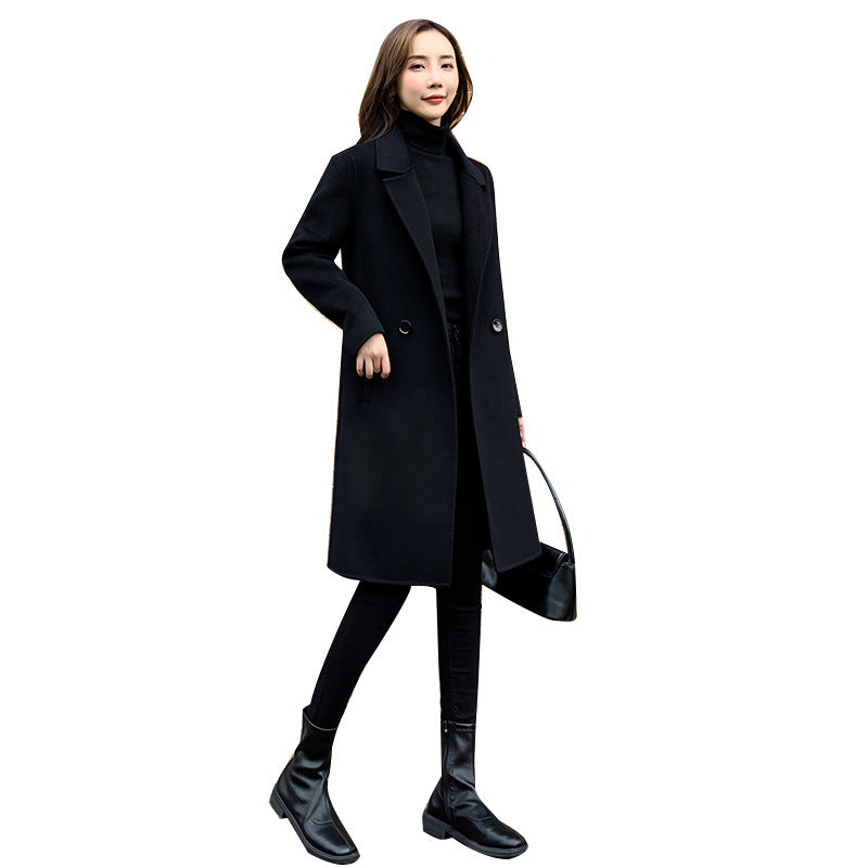 Womens Stylish Double-faced Cashmere Coat