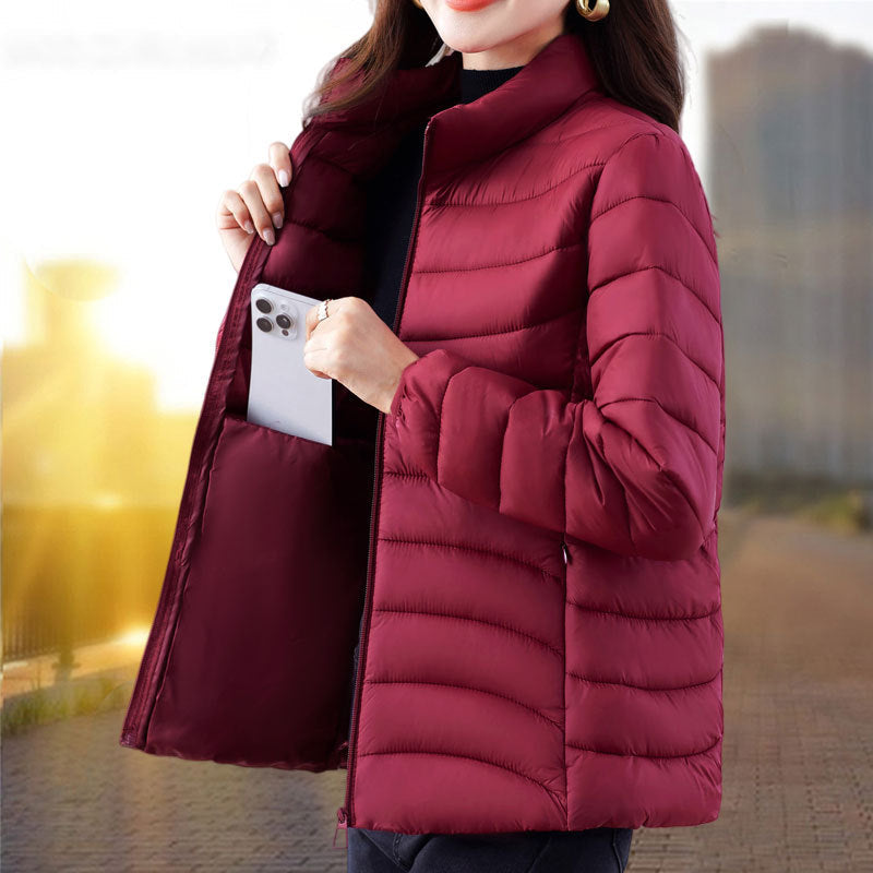 Womens Cotton-padded Coat For Winter Relaxed-fit Outerwear For Middle-aged