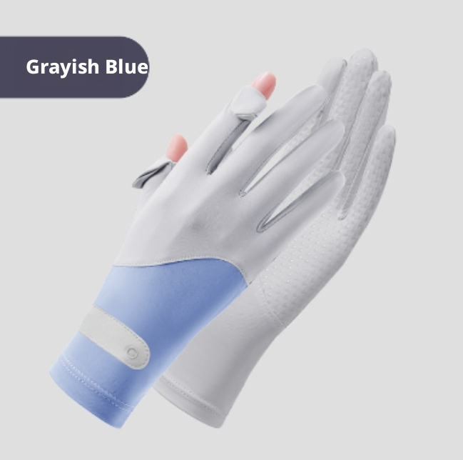 Ice silk sunscreen gloves-black and purple-1 pair