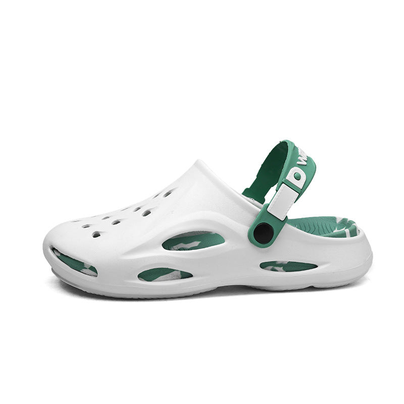 Mens Hollowed-out Closed-toe Non-slip Soft-soled Thick-sole Slippers