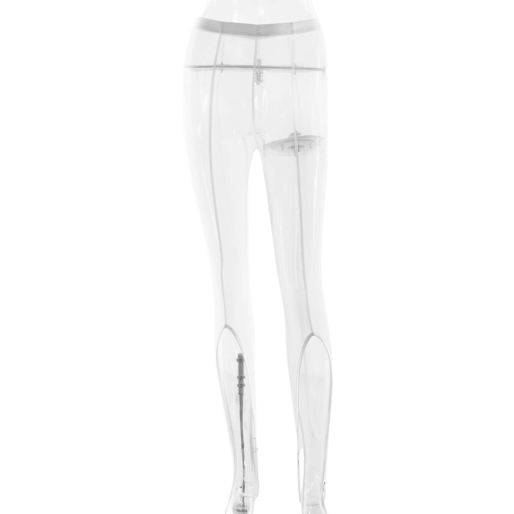 Sexy Sheer Mesh High Waist Hip Lift Pure Color Tight All-match Leggings