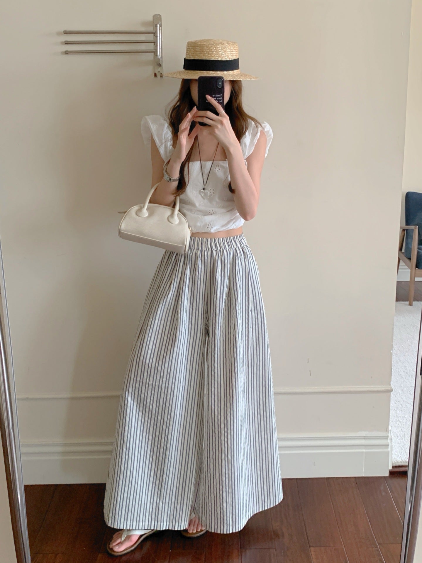 Versatile Striped Wide-leg Pants For Women