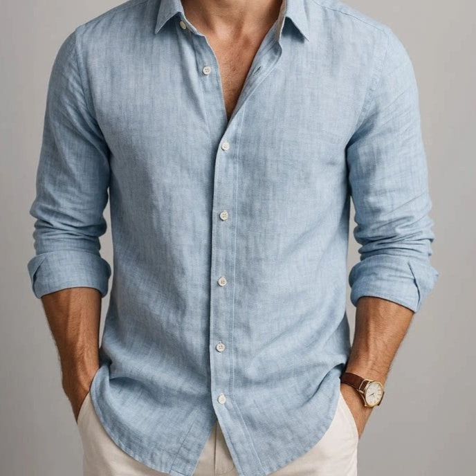 New Stylish Solid-color Long-sleeve Casual Top For Men Now On Hot Sale