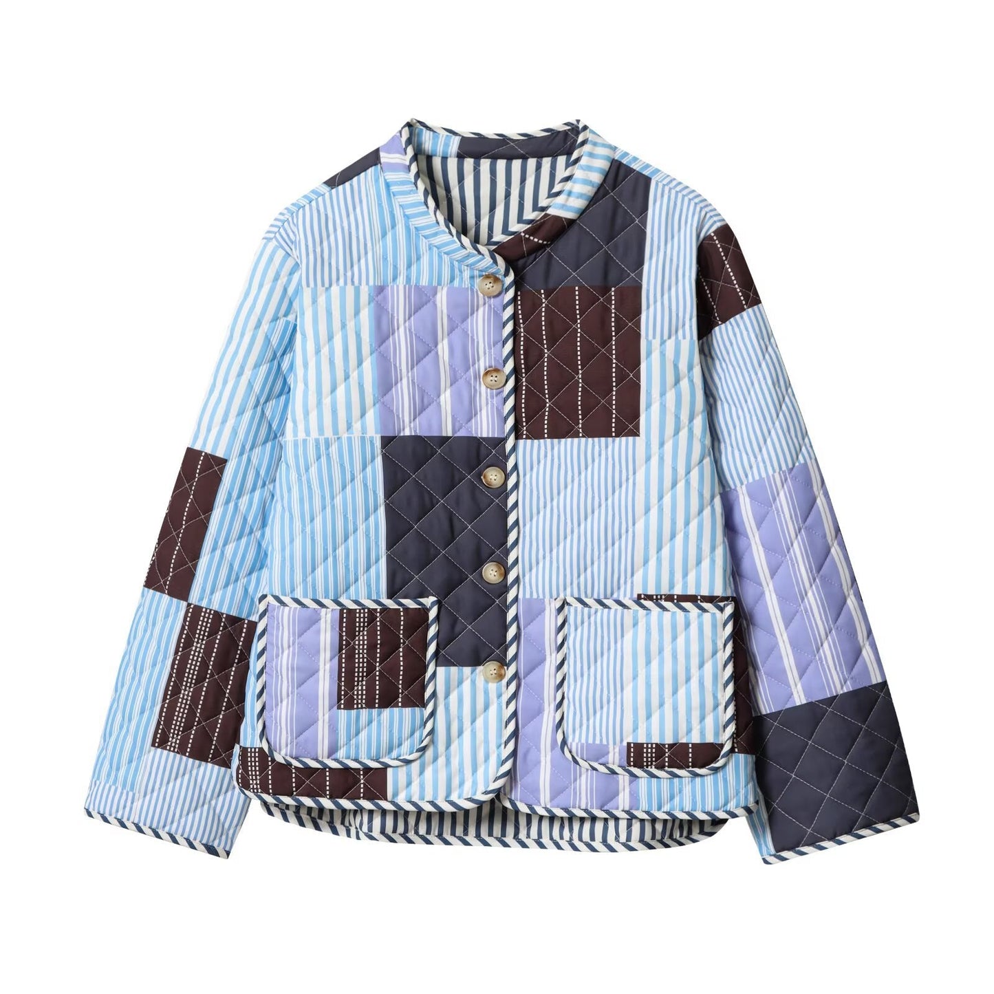 Commuter-style Quilted Cotton-padded Coat With A Printed Design