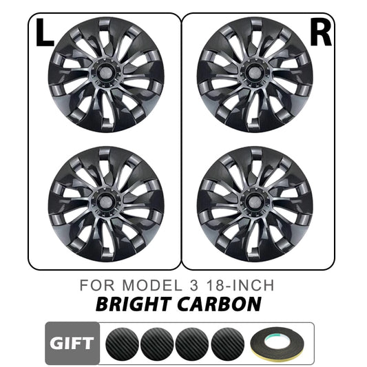 Set of 4 Car Wheel Hub Caps - Replacement Full Rim Cover Accessories for Tesla Model 3 18 Inch 2018-2023