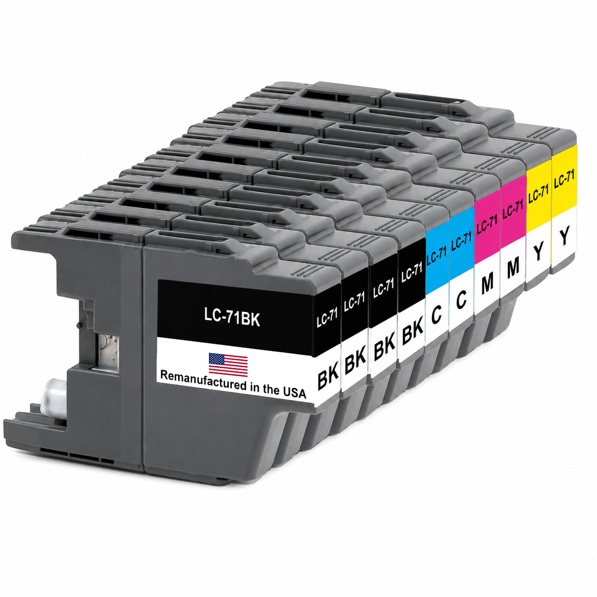 U.S. Remanufactured for Brother LC71 4 Black / 2 Each Color Ink Cartridges 10-pack