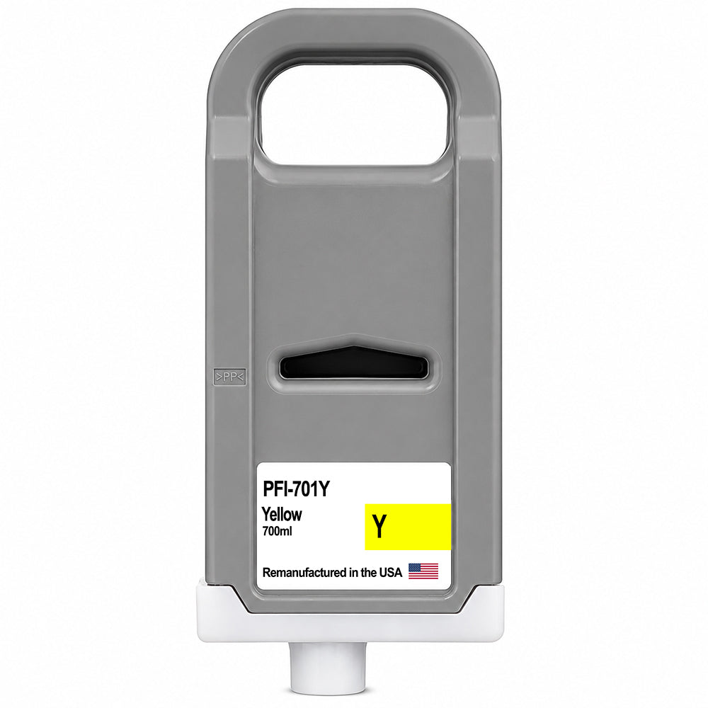 U.S. Remanufactured for Canon PFI-701Y 700ml Yellow Ink Cartridge