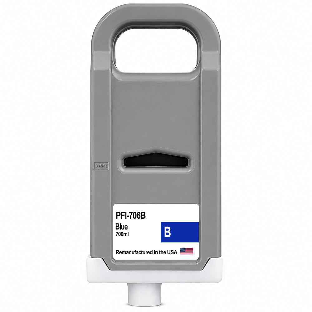 U.S. Remanufactured for Canon PFI-706B 700ml Blue Ink Cartridge