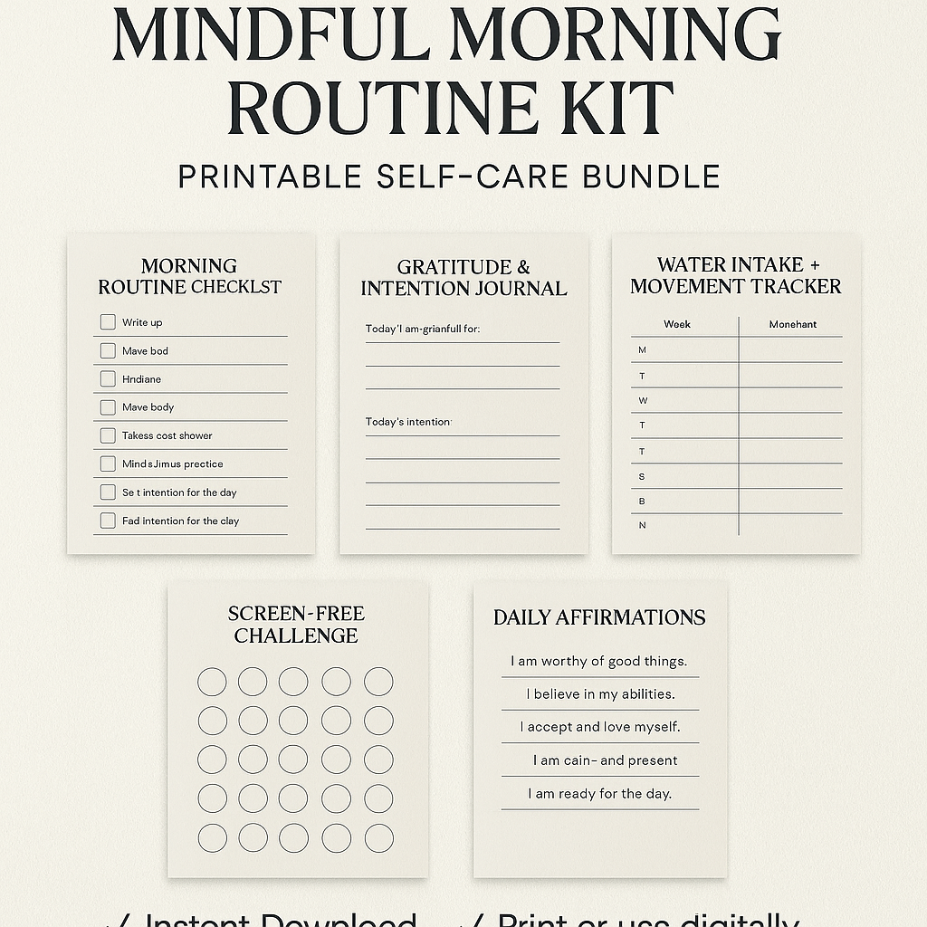 Mindful Morning Routine Kit – Printable Self-Care Bundle