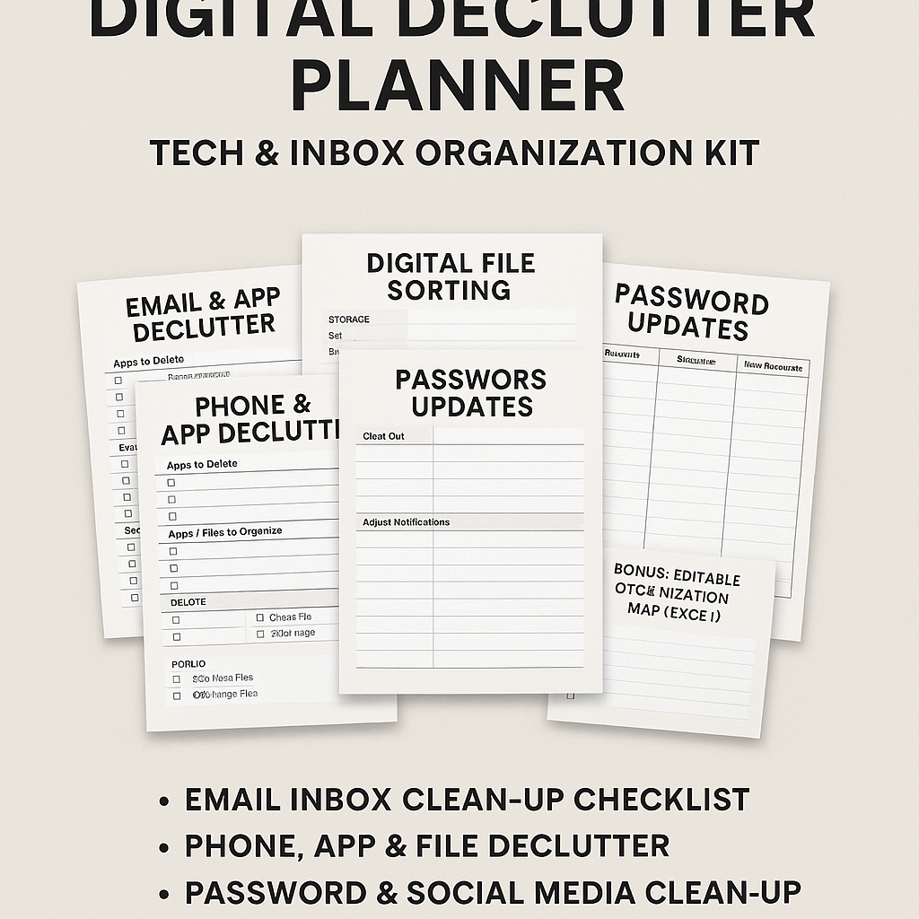 Digital Declutter Planner – Tech & Inbox Organization Kit