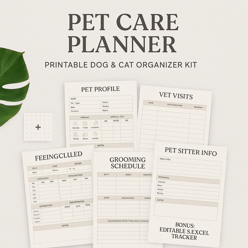 Pet Care Planner – Printable Dog & Cat Organizer Kit