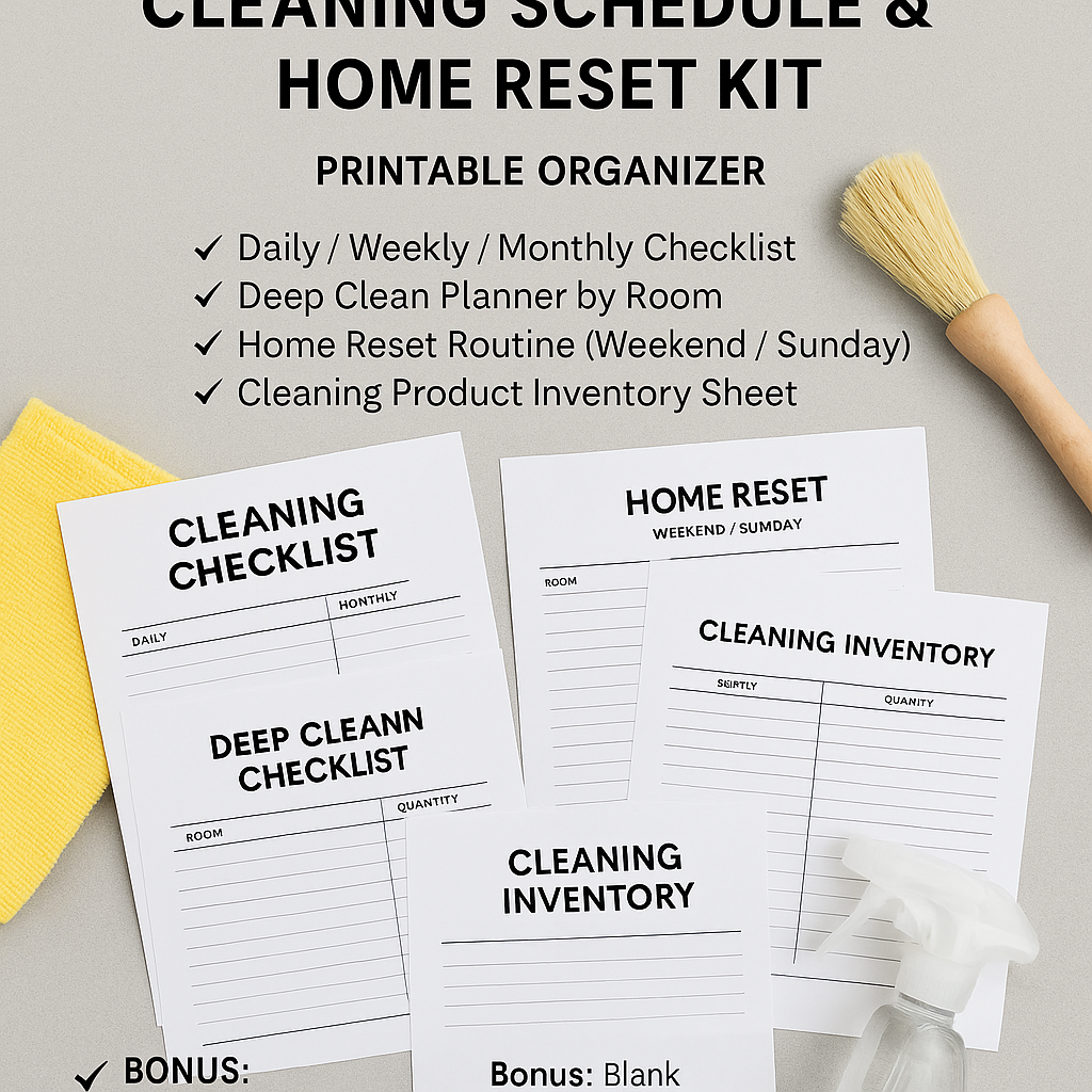 Cleaning Schedule & Home Reset Kit – Printable Organizer
