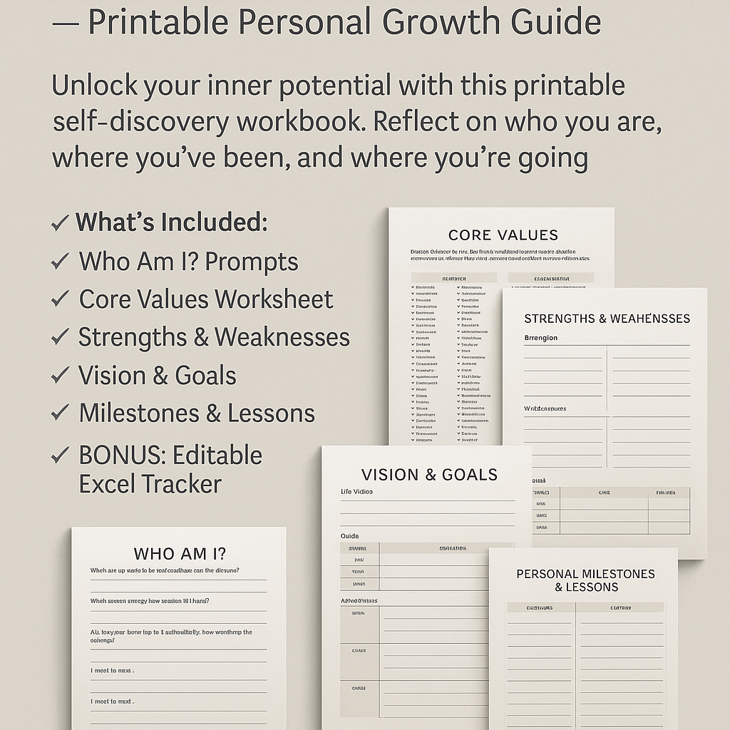 Self-Discovery Workbook – Printable Personal Growth Guide