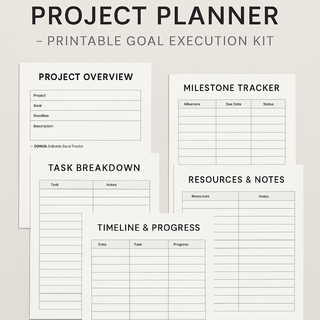 Project Planner – Printable Goal Execution Kit