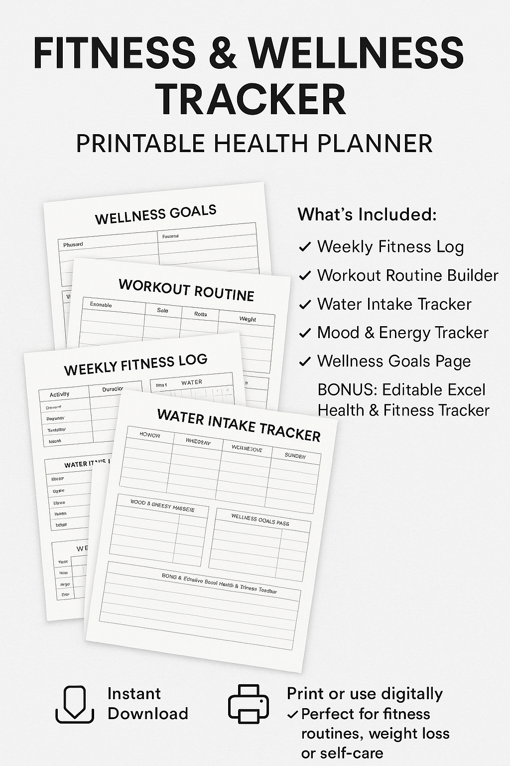 Fitness & Wellness Tracker – Printable Health Planner