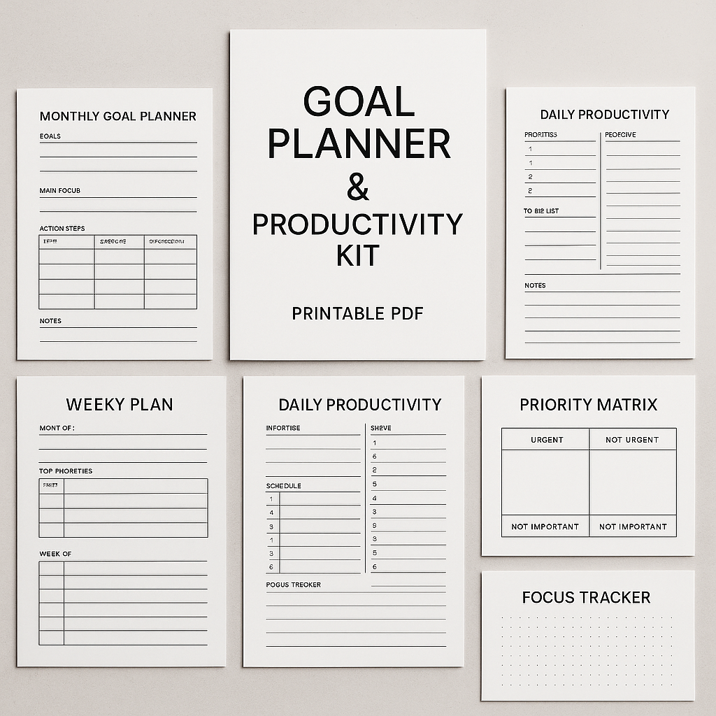 Goal Planner & Productivity Kit β Printable PDF Bundle