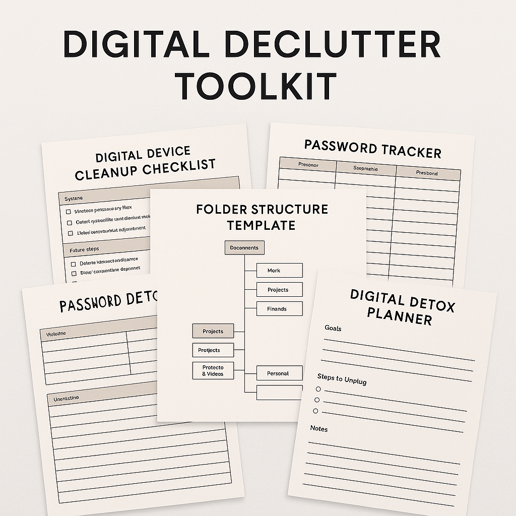 Digital Declutter Toolkit – Printable & Fillable PDF + Excel