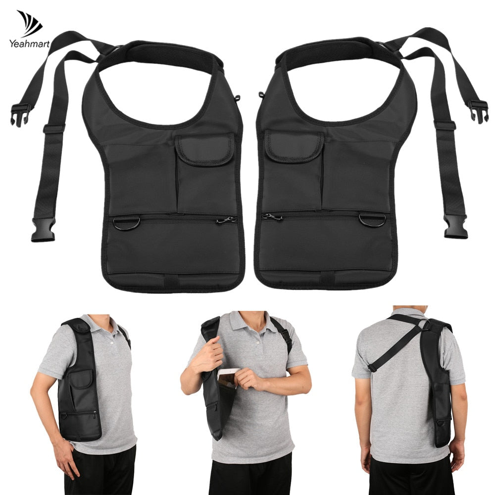 Covert Underarm Holster Wallet for Men - Discreet Anti-Theft Phone Holder Double Shoulder Bag in Leather/Nylon