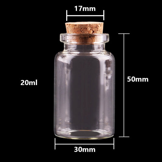 24 Clear Glass Bottles with Cork Stoppers - Various Sizes (10ml to 30ml) - Perfect for DIY Crafts, Spice Storage, and Vials