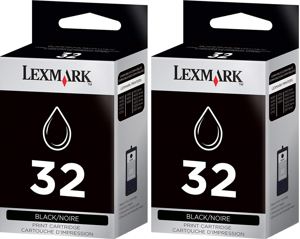 New, Pre-Owned - Lexmark (18C0533) NO.32 Ink Cartridges (Black, 2-Pack)