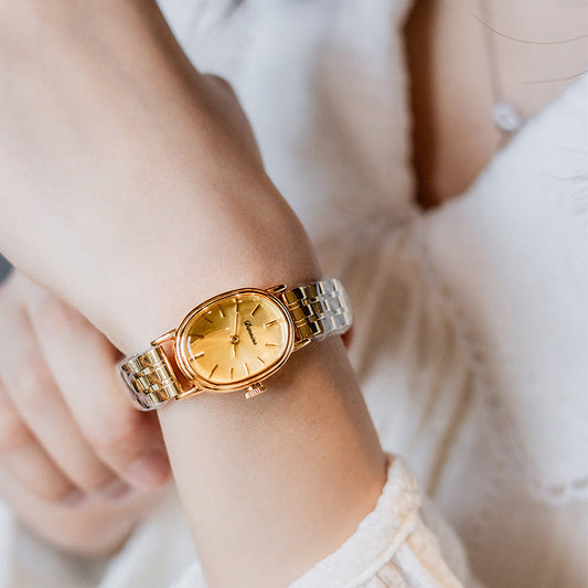 Women's Vintage Oval Stainless Steel Watch