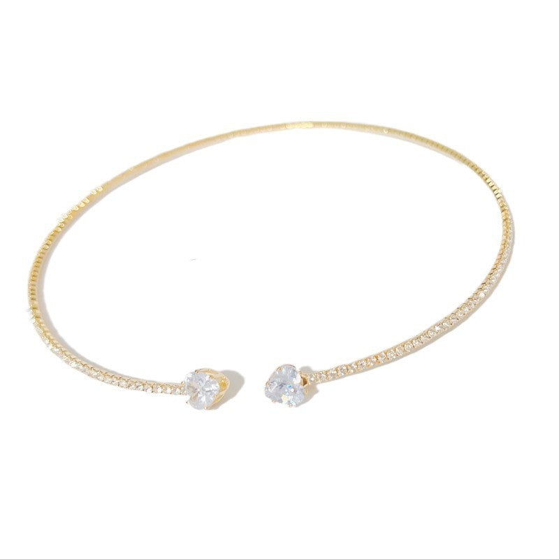 Heart-shaped Zircon Collar Light Luxury Rhinestone Necklace Women's Jewelry