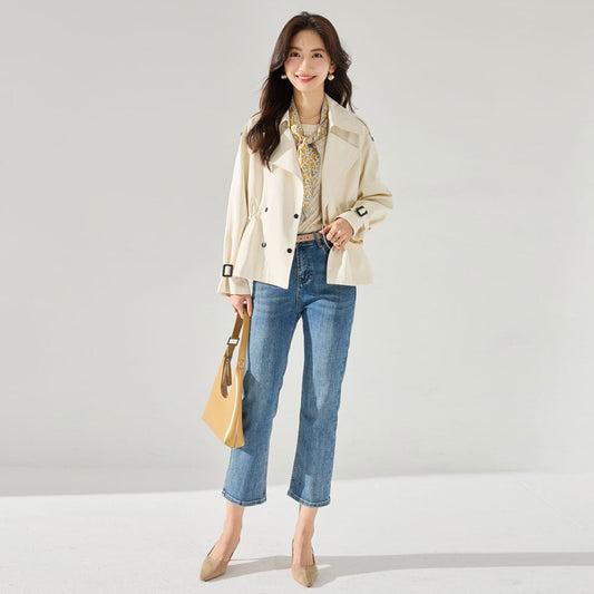 Women's Wrinkle-Resistant Short Trench Coat