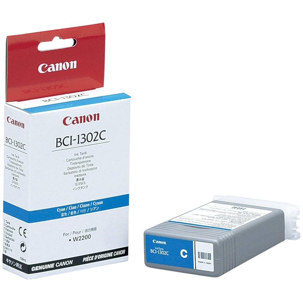 New, Pre-Owned - Canon BCI-1302C (BCI-1302) 130-ml Cyan Inkjet Cartridge